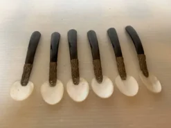 Six cuillères à caviar en nacre anciennes