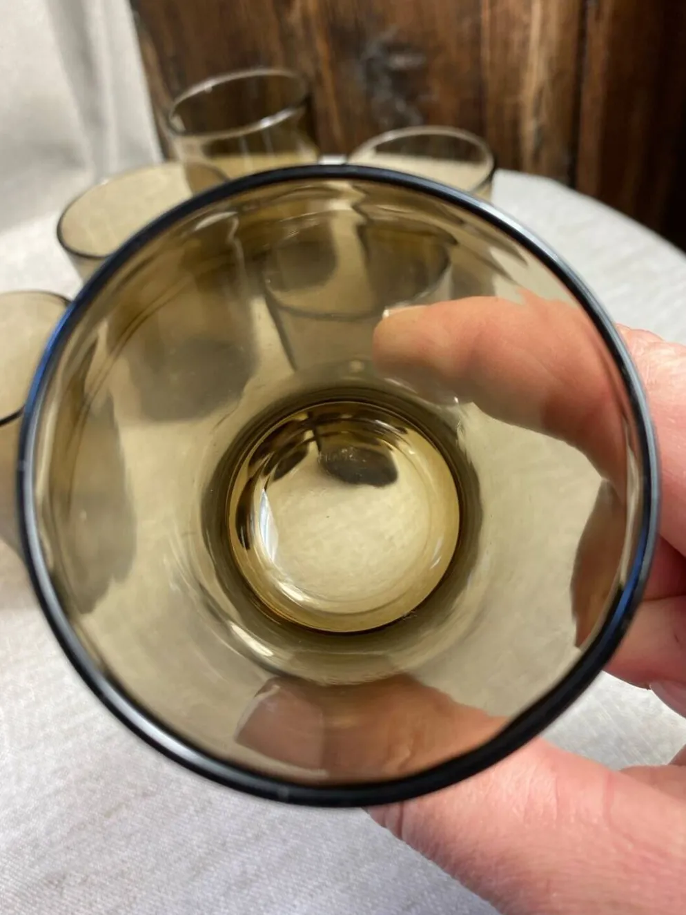 Six verres, verre fumé, Vereco, années 70