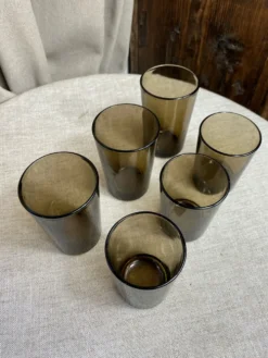 Six verres, verre fumé, Vereco, années 70