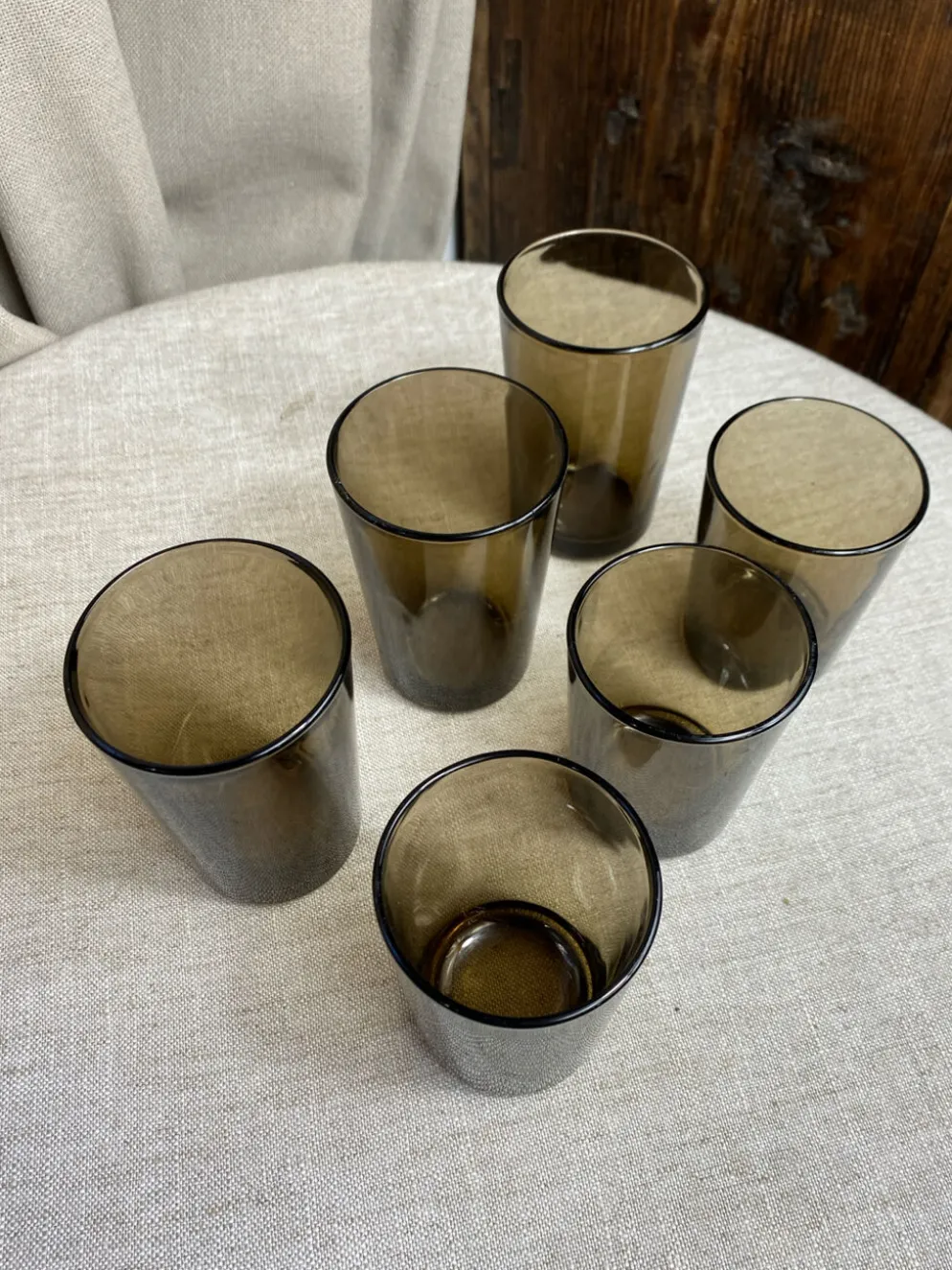 Six verres, verre fumé, Vereco, années 70