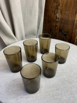 Six verres, verre fumé, Vereco, années 70