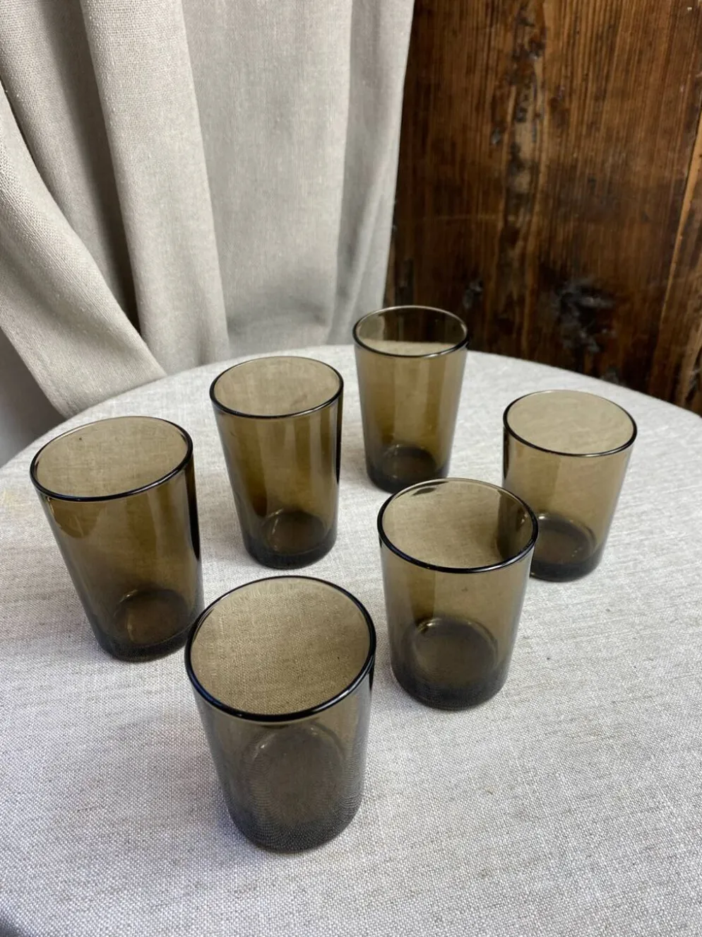 Six verres, verre fumé, Vereco, années 70