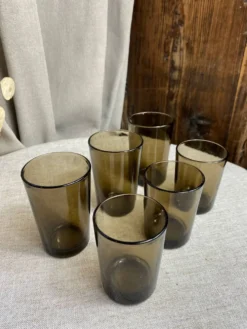 Six verres, verre fumé, Vereco, années 70