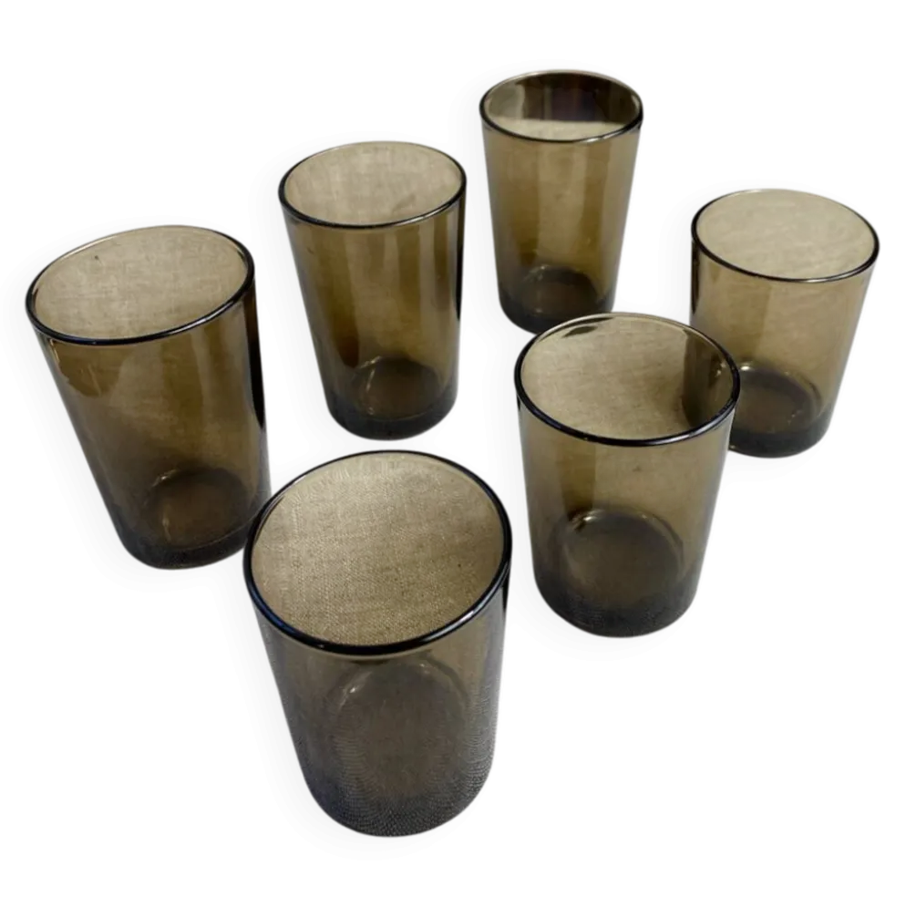 Six verres, verre fumé, Vereco, années 70