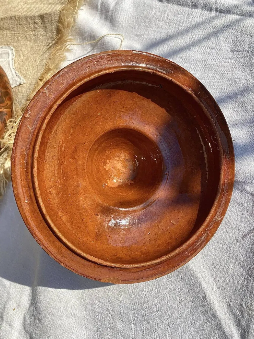 Soupiere ancienne en terre vernissée marbrée sud ouest XVIIIeme