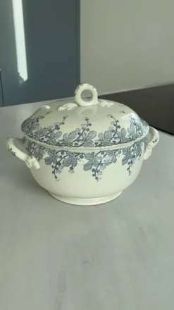 Soupiere terre de fer Lunéville Neva – faïence ancienne française déco