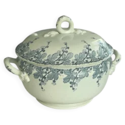 Soupiere terre de fer Lunéville Neva – faïence ancienne française déco
