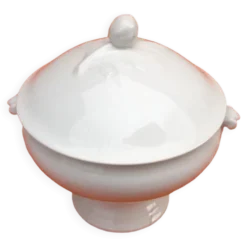 Soupière ancienne Porcelaine blanche à décor de feuilles de chêne