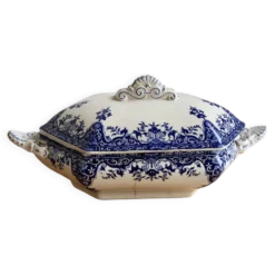 Soupière ancienne terre de fer Longchamp modèle Rouen XIXe siècle