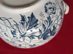 soupière ancienne Terre de Feu 1920/1930 décor oiseaux et insectes
