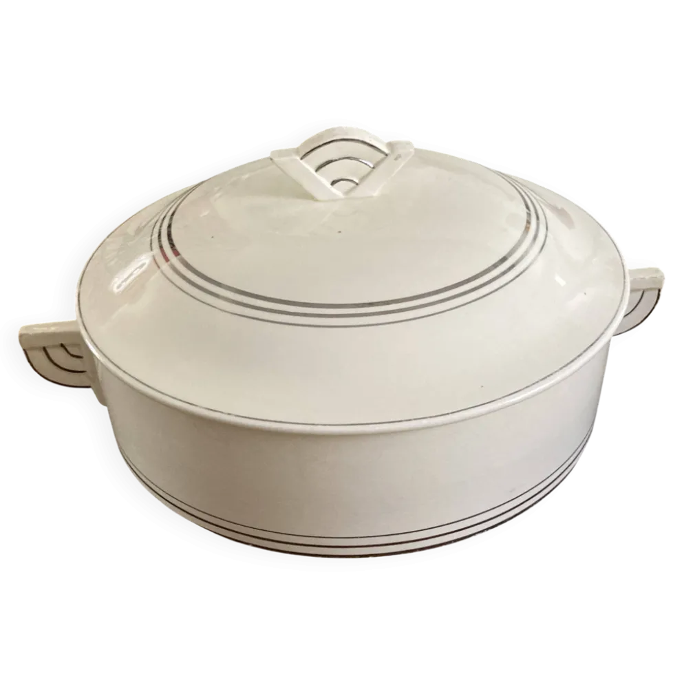 Soupière Art déco - blanc crème