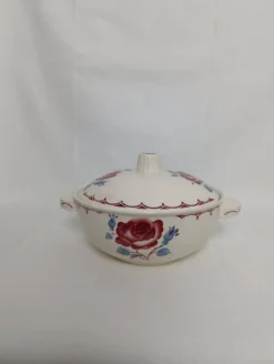 Soupière badonviller a la rose en demi-porcelaine