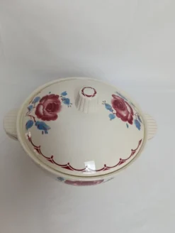 Soupière badonviller a la rose en demi-porcelaine