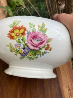 Soupière Digoin Sarreguemines motif romantique