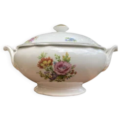 Soupière Digoin Sarreguemines motif romantique