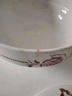 Soupière Digoin Sarreguemines modèle Atlantic, décor roses rouge profond