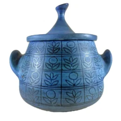 Soupière en céramique bleue Jean De Lespinasse, années 1950-1960