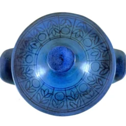 Soupière en céramique bleue Jean De Lespinasse, années 1950-1960