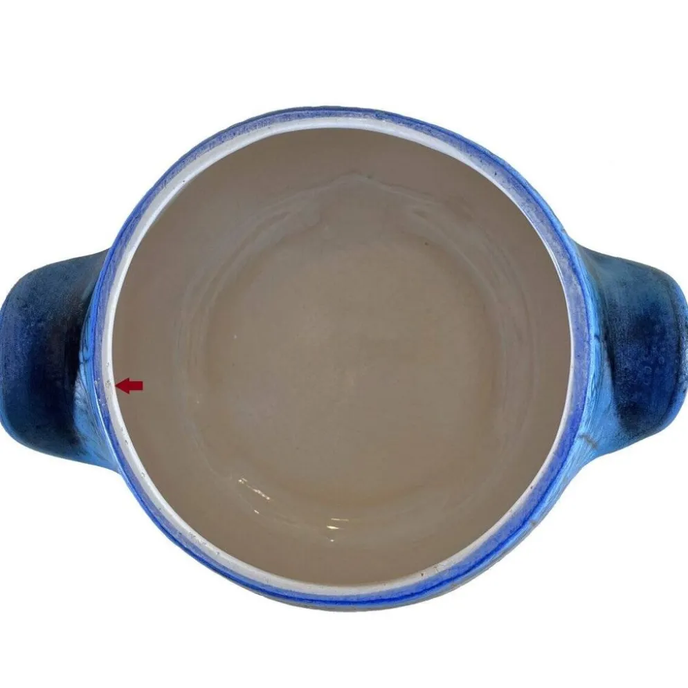 Soupière en céramique bleue Jean De Lespinasse, années 1950-1960