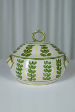Soupière en céramique à motif végétal atelier Mugnerot, France, 1960
