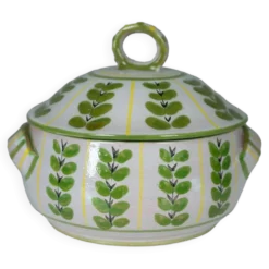 Soupière en céramique à motif végétal atelier Mugnerot, France, 1960