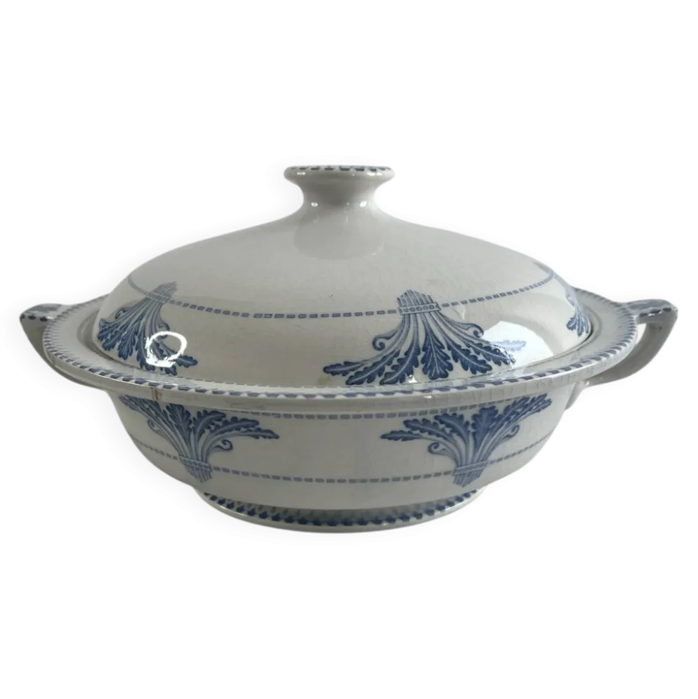 Soupière en faïence Creil et Montereau motif Labrador
