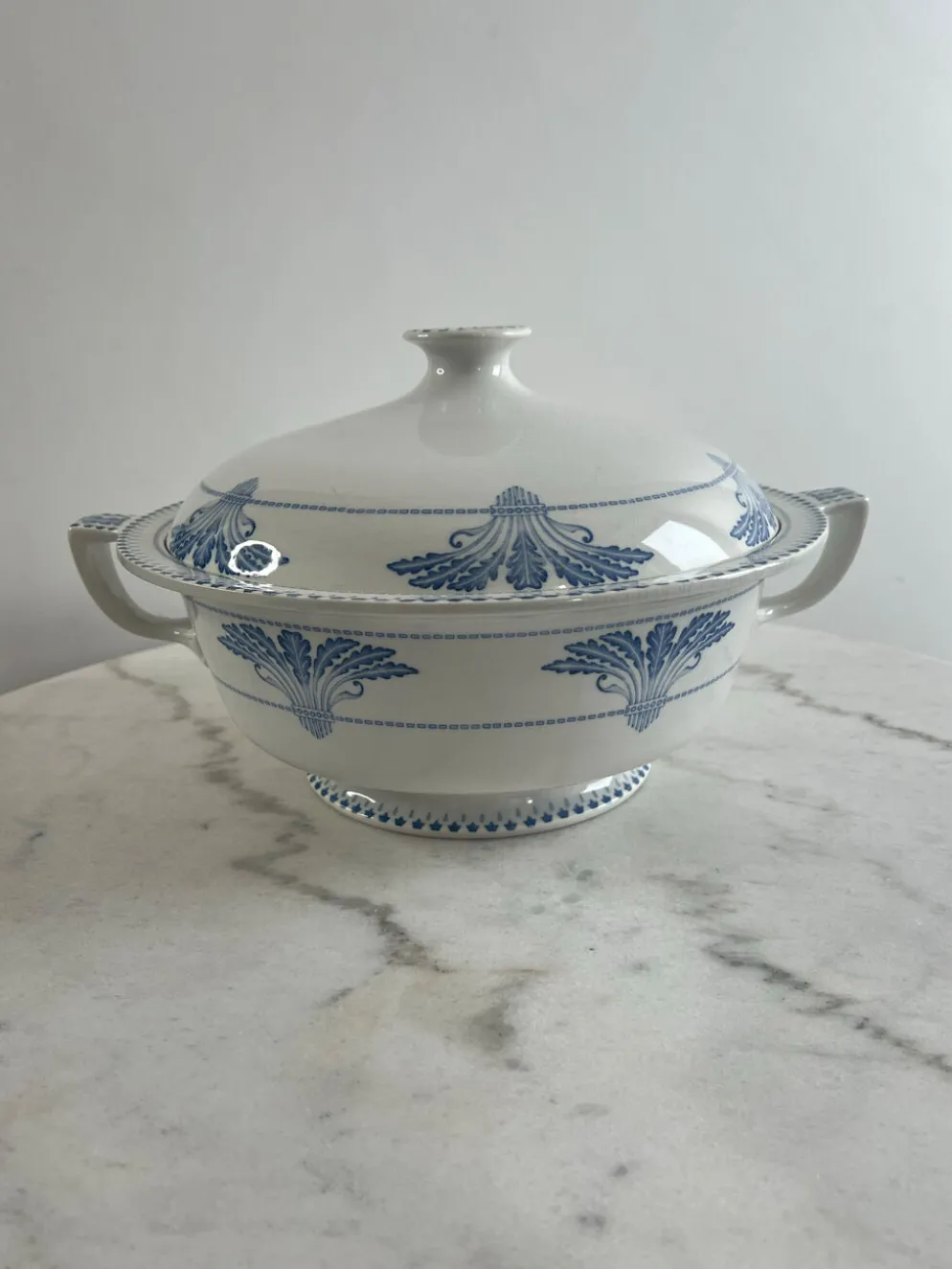 Soupière en faïence Creil et Montereau motif Labrador