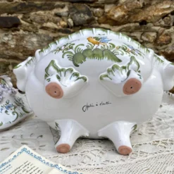 Soupière en faïence décorée main, Faïencerie Lallier