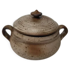 Soupière En Grès Avec Poignées Vintage Signé
