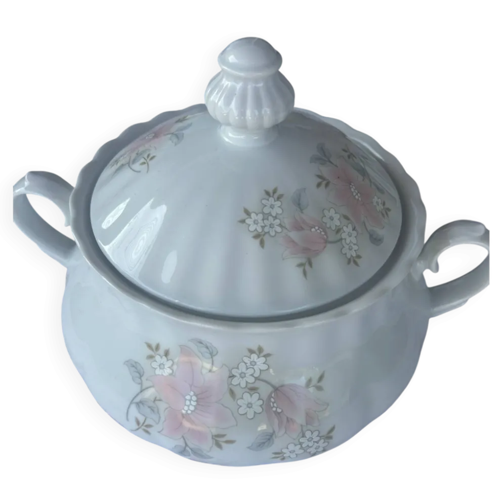 Soupière en porcelaine motif floral