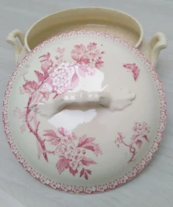 Soupière en terre de fer de Gien modèle Aubépine rose