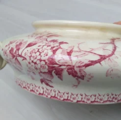 Soupière en terre de fer de Gien modèle Aubépine rose
