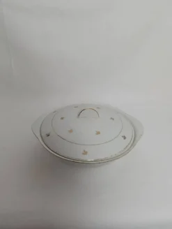 Soupière faïence blanche et motif doré