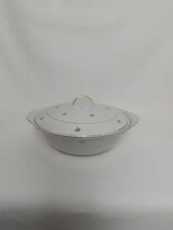 Soupière faïence blanche et motif doré