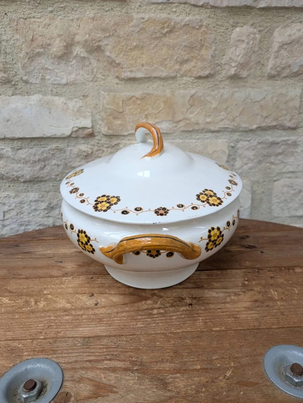 Soupière Flory Boch Frères La Louvière - style terre de fer - déco vintage