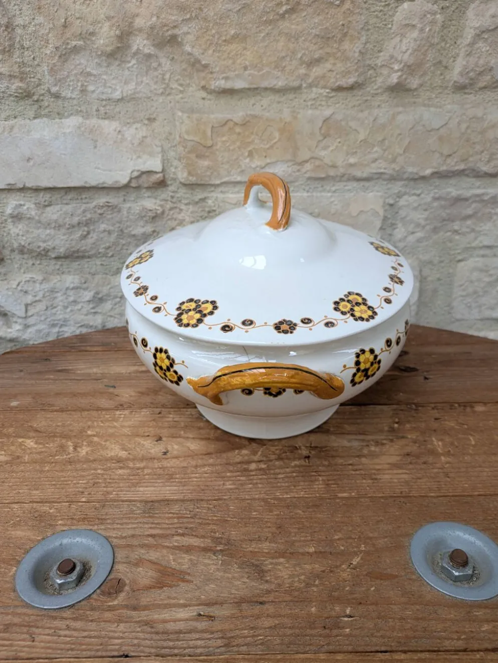 Soupière Flory Boch Frères La Louvière - style terre de fer - déco vintage