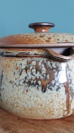 Soupière grand caquelon en grès de Puisaye signé Jean-Pierre Prud'homme
