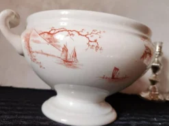 Soupière hollandaise Petrus Regout Marines Series 1896 Maastricht Red Transferware