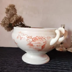Soupière hollandaise Petrus Regout Marines Series 1896 Maastricht Red Transferware