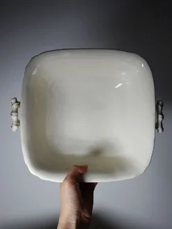 Soupière, légumier ancien Longchamp Pâquerettes en terre de fer polychrome