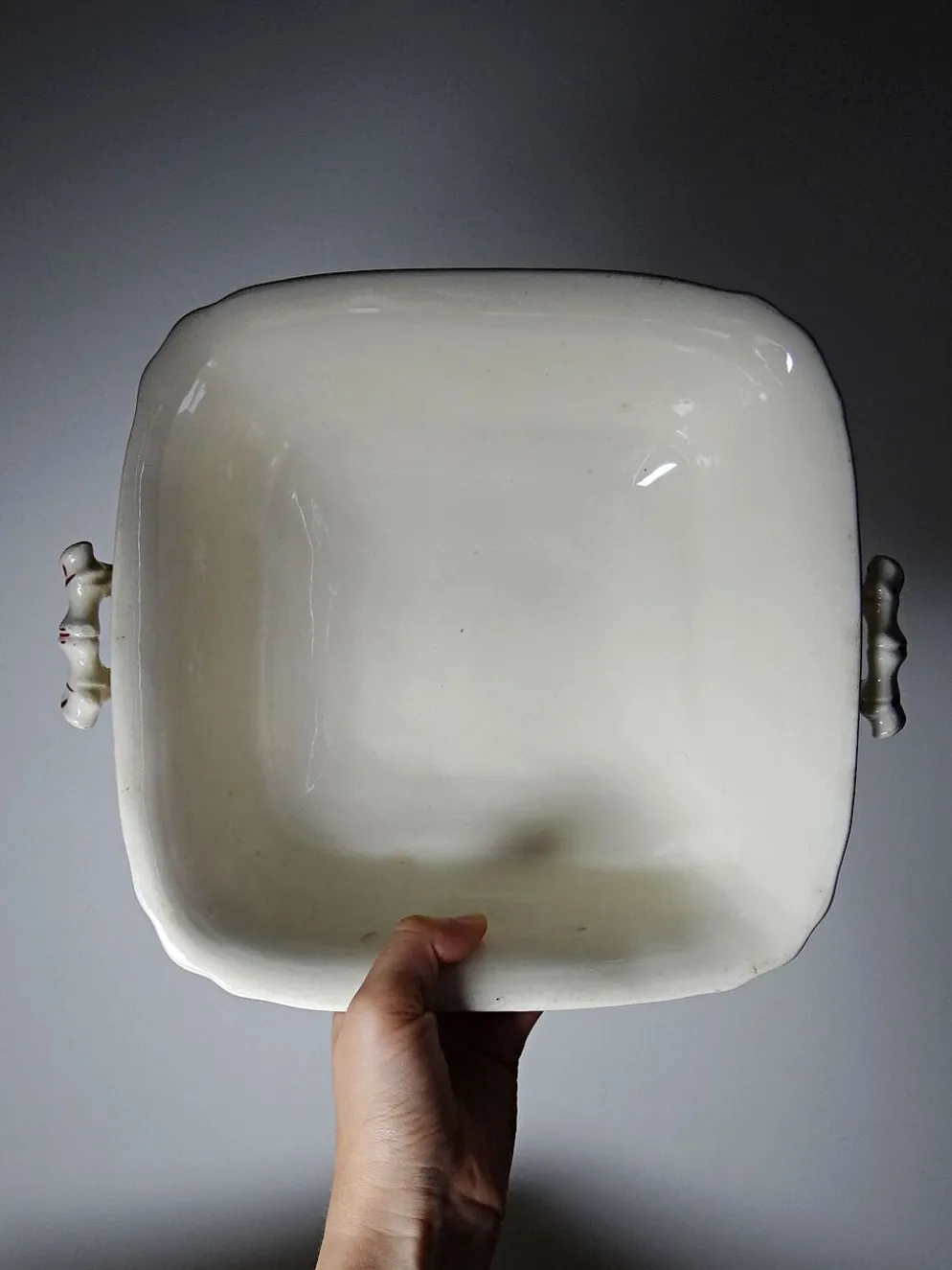 Soupière, légumier ancien Longchamp Pâquerettes en terre de fer polychrome