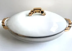 Soupière Légumier Plat de Service Centre de Table Porcelaine Fine Non Signé