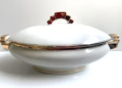 Soupière Légumier Plat de Service Centre de Table Porcelaine Fine Non Signé