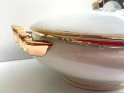 Soupière Légumier Plat de Service Centre de Table Porcelaine Fine Non Signé