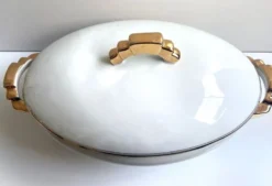 Soupière Légumier Plat de Service Centre de Table Porcelaine Fine Non Signé