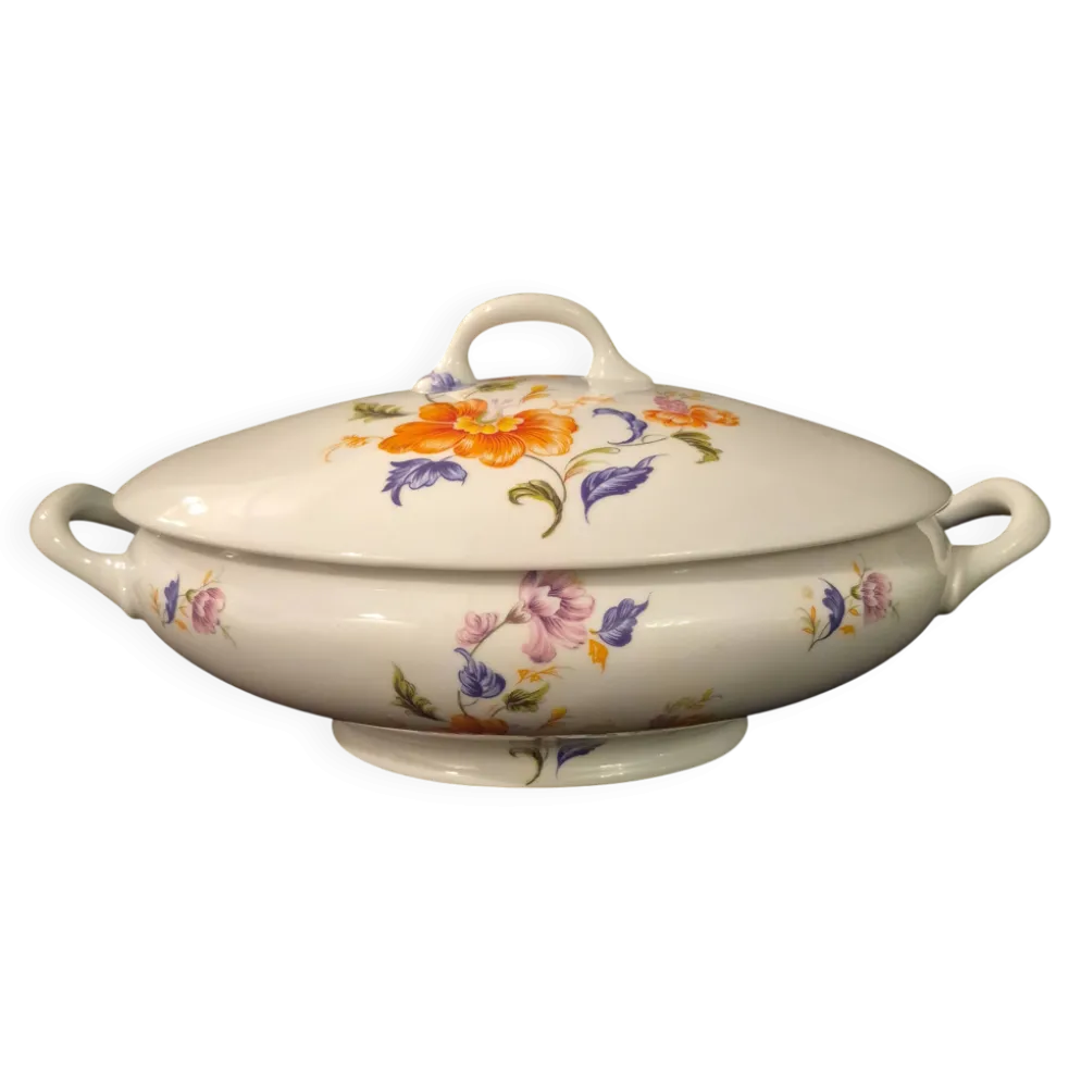 Soupière ovale en porcelaine de Limoges, Salmon et Cie