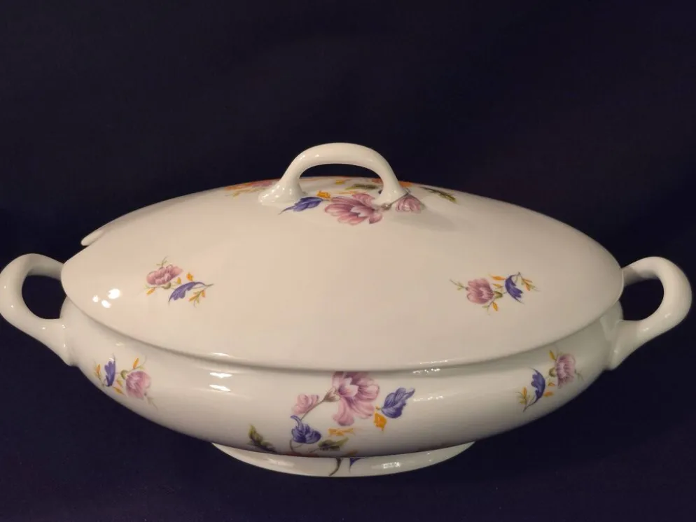 Soupière ovale en porcelaine de Limoges, Salmon et Cie