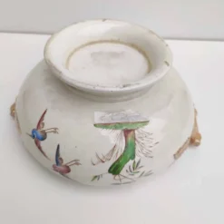 Soupière porcelaine décor héron et bambou