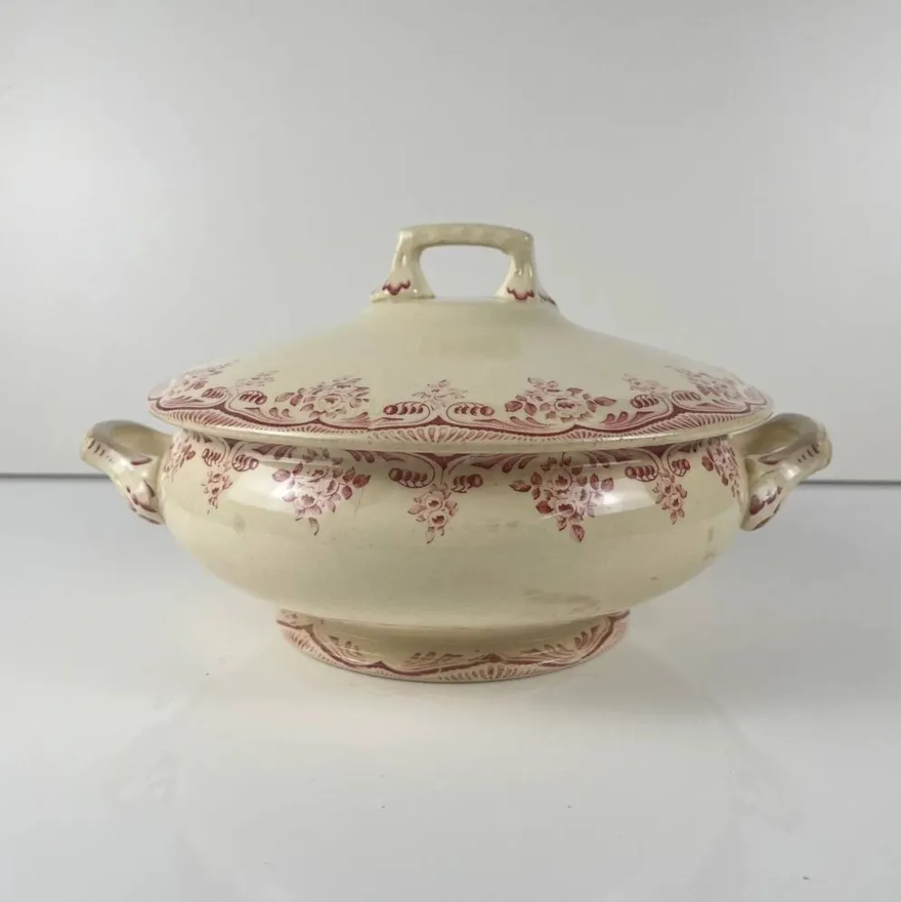 Soupière terre de fer Choisy le roi, faïence d'art, H.Boulenger & cie., bordeaux, XIXème siècle