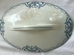 Soupière Terre de Fer ovale Sarreguemines décor bleu jeans